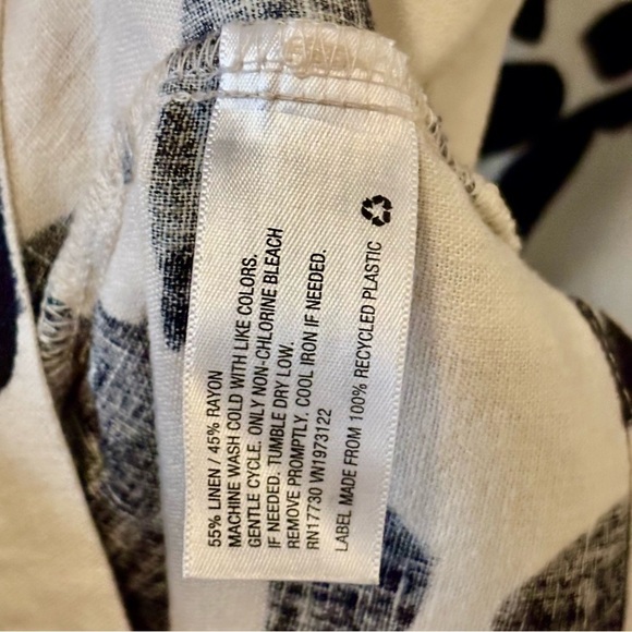 A New Day| Black & Ivory Linen Blend Midi Loose-Fit Floral Sundress Sz S - Picture 8 of 8